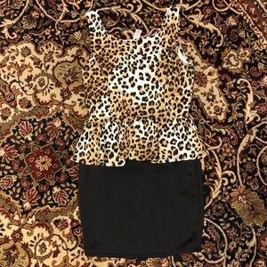 L8ter Tank animal print  bodice with black skirt bottom Mini Dress